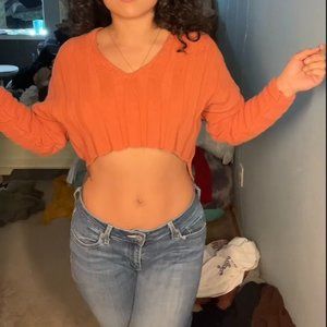 🦋 orange cropped sweater 🦋